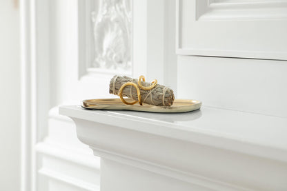 White Sage bundle on on gold tray in luxury home